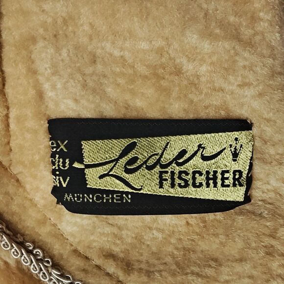 Leder Fischer Shearling Coat Womens Small Tan Suede Hooded Fur Trim Belted Long - Picture 13 of 16